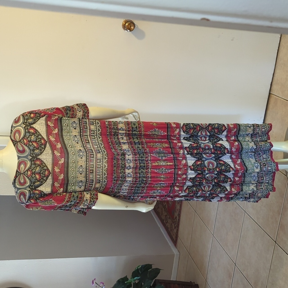 Gauze Tribal Print Maxi Dress - Picture 4 of 11